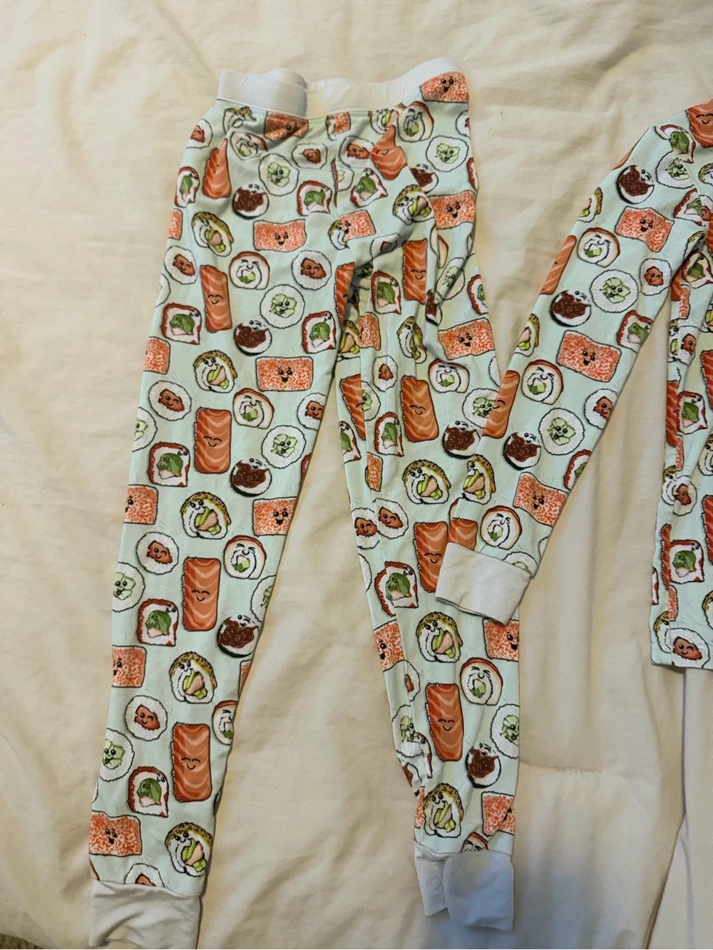 FLETCH Kids Sushi Print Pajama Set - Light Blue & Orange